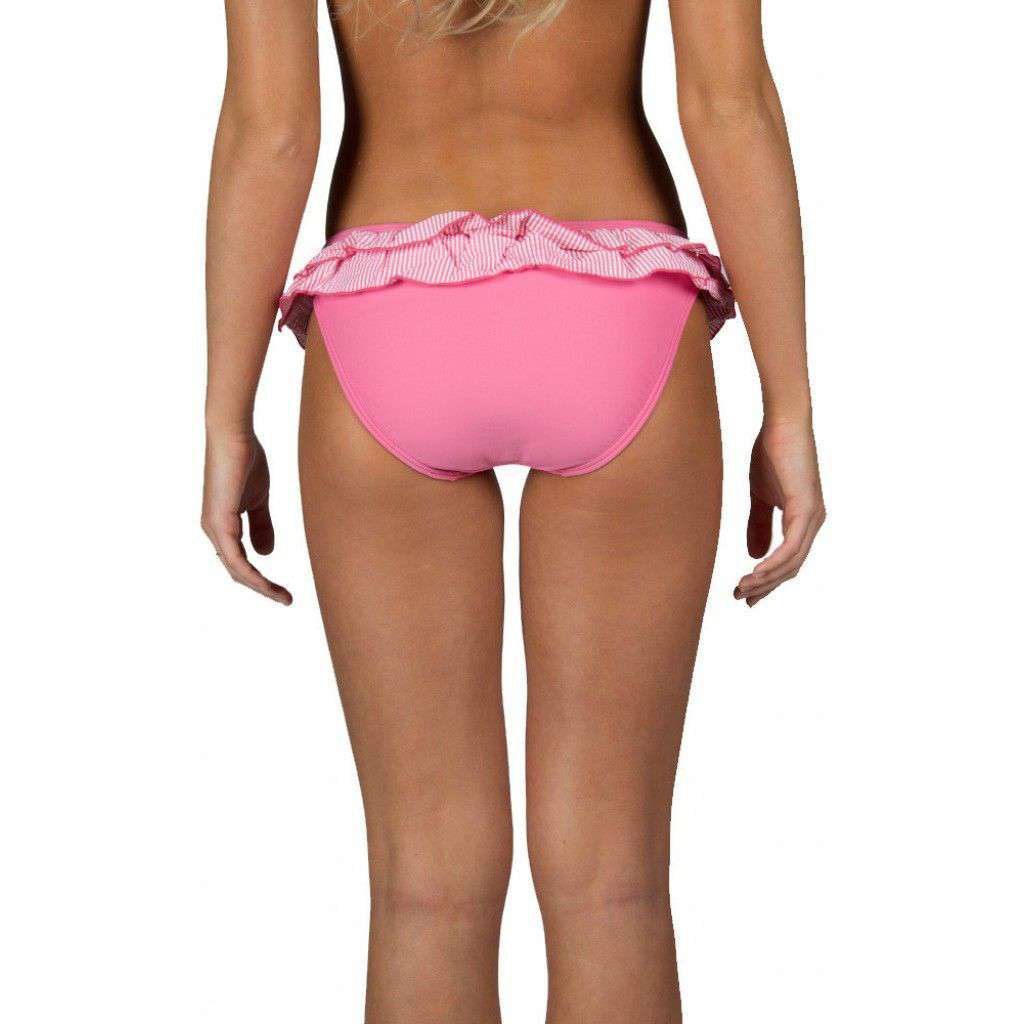 Pink Seersucker Ruffle Bikini Bottom by Lauren James - Country Club Prep