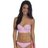 Seersucker Lace-Up Bustier Bikini Top in Pink by Lauren James - Country Club Prep