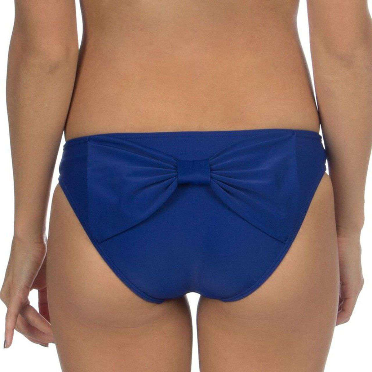 Solid Bow Back Hipster Bikini Bottoms in Navy by Lauren James - Country Club Prep