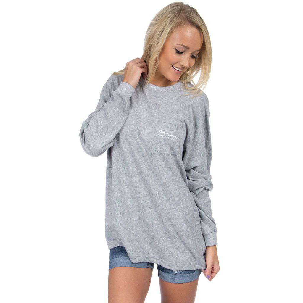 Alabama Line Art Long Sleeve Tee in Heather Grey by Lauren James - Country Club Prep