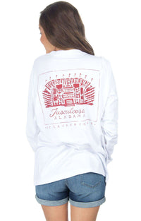 Alabama Long Sleeve Stadium Tee in White by Lauren James - Country Club Prep