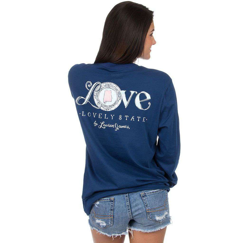 Alabama Love Long Sleeve Tee in Navy by Lauren James - Country Club Prep