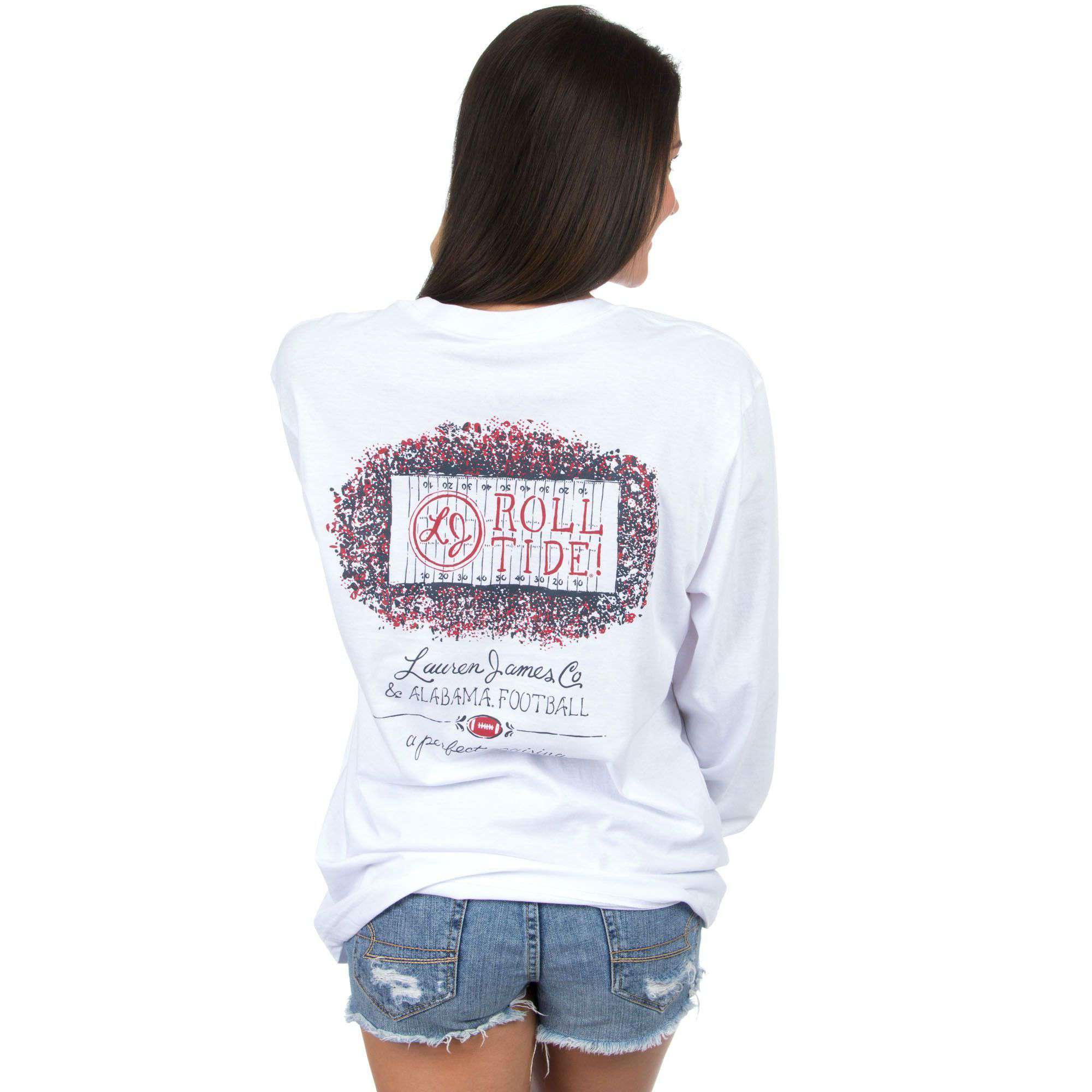 Alabama Perfect Pairing Long Sleeve Tee in White by Lauren James - Country Club Prep