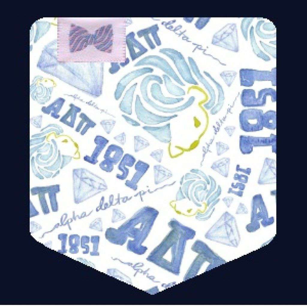 Alpha Delta Pi Tank Top in Royal Caribbean Blue with Pattern Pocket by the Frat Collection - Country Club Prep