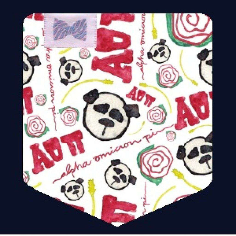 Alpha Omicron Pi Tank Top in Red with Pattern Pocket by the Frat Collection - Country Club Prep