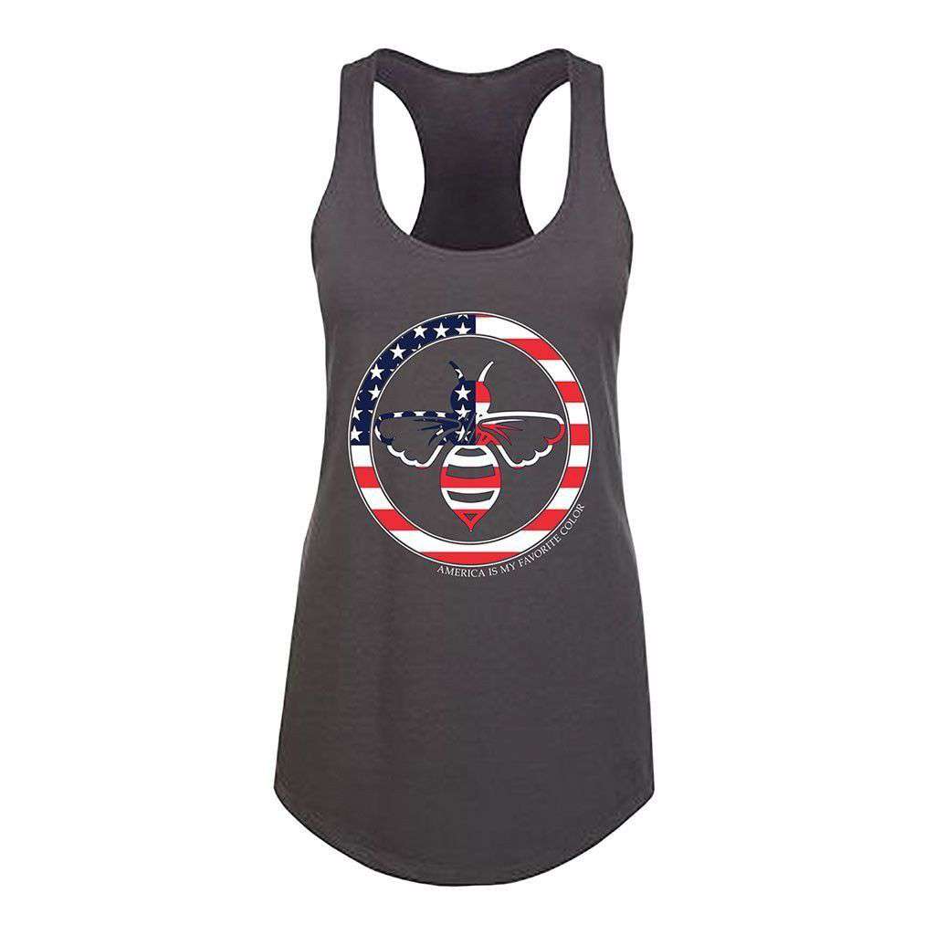 America is My Favorite Color Tank Top in Dark Grey by Lily Grace - Country Club Prep