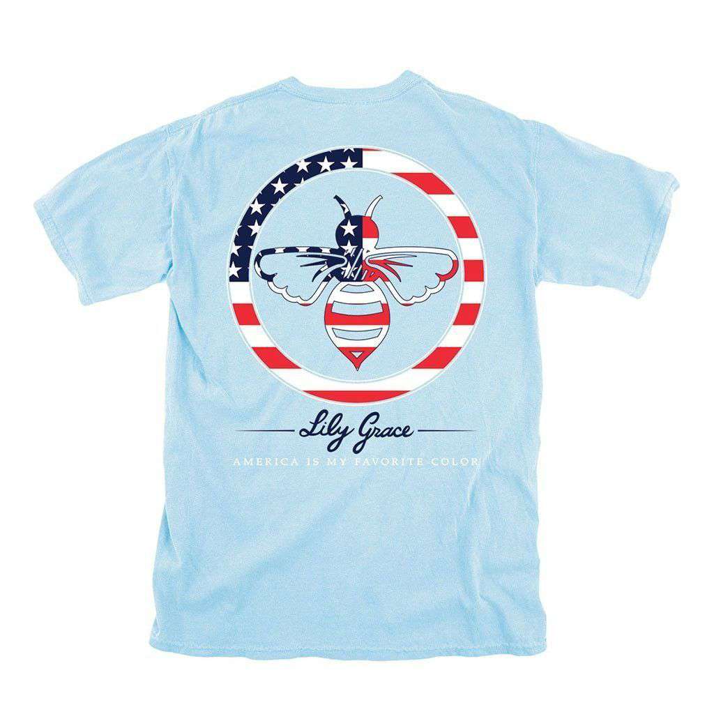 America is My Favorite Color Tee in Chambray by Lily Grace - Country Club Prep