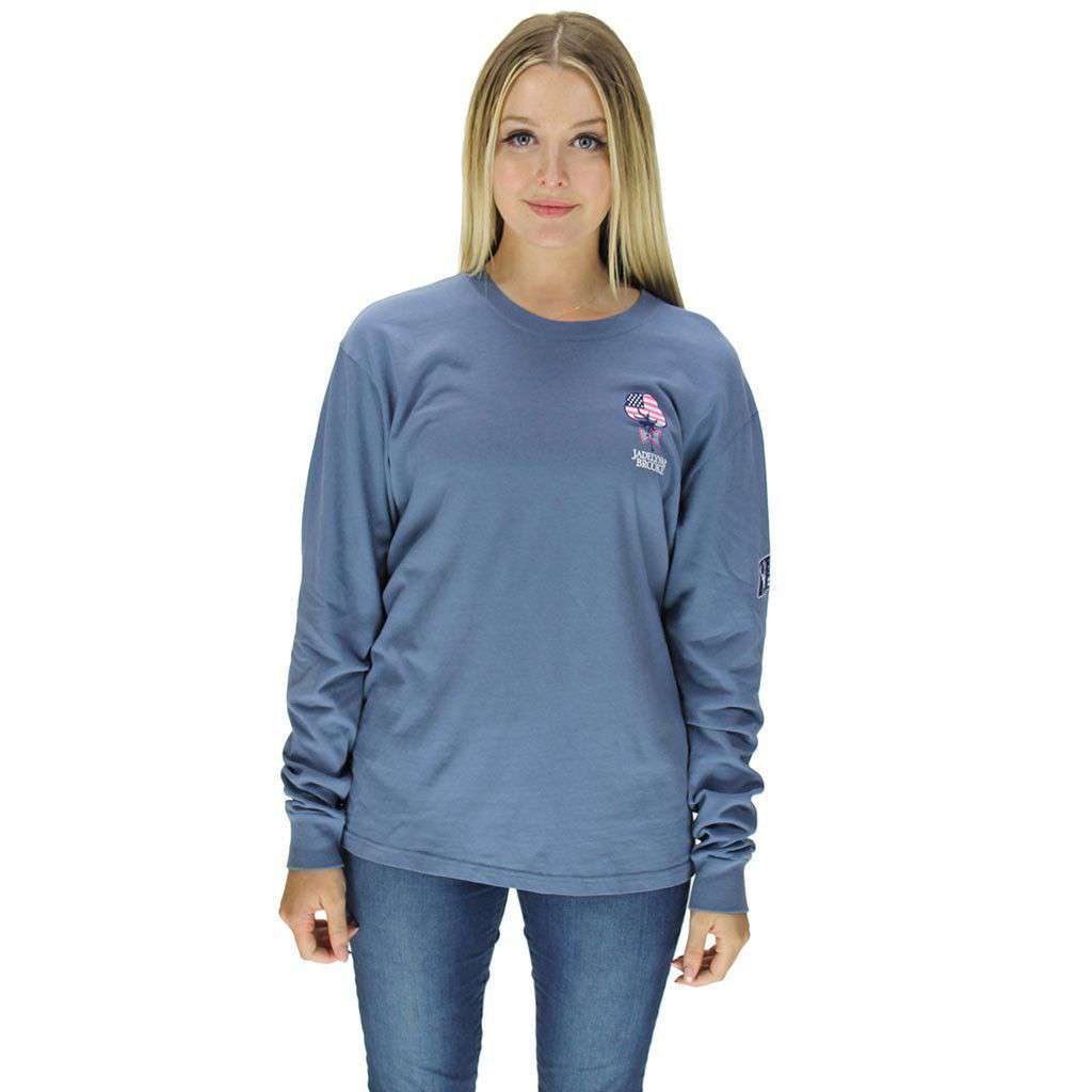 America & Southern Long Sleeve Tee in Blue Jean by Jadelynn Brooke - Country Club Prep