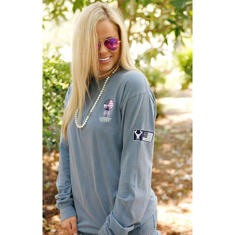 America & Southern Long Sleeve Tee in Blue Jean by Jadelynn Brooke - Country Club Prep