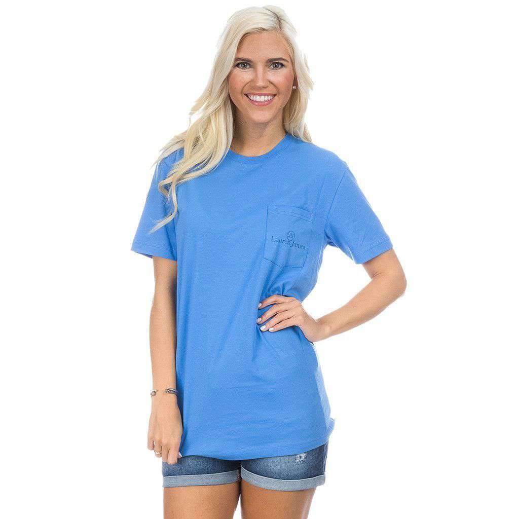 American Derby Days Pocket Tee in Delta Blue by Lauren James - Country Club Prep