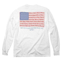 American Flag Long Sleeve Pocket Tee in White by Lily Grace - Country Club Prep