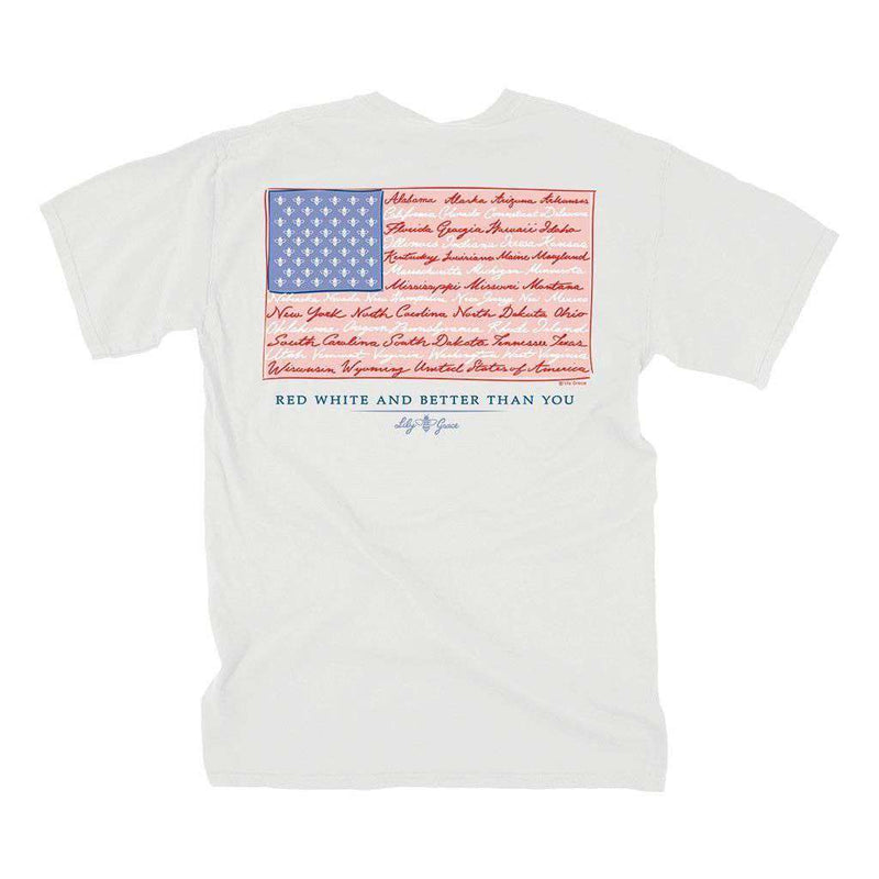American Flag Tee in White by Lily Grace - Country Club Prep
