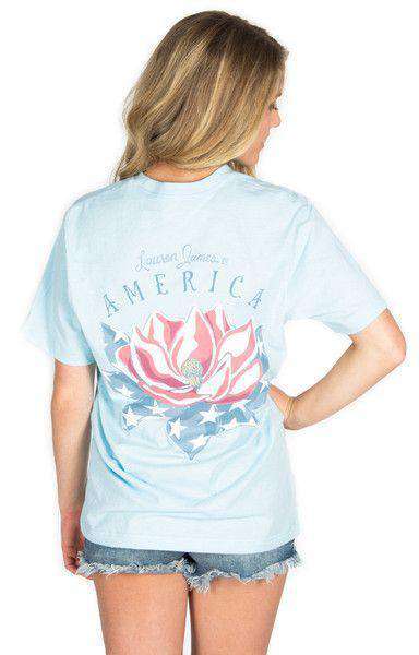 American Magnolia Pocket Tee in Light Blue by Lauren James - Country Club Prep