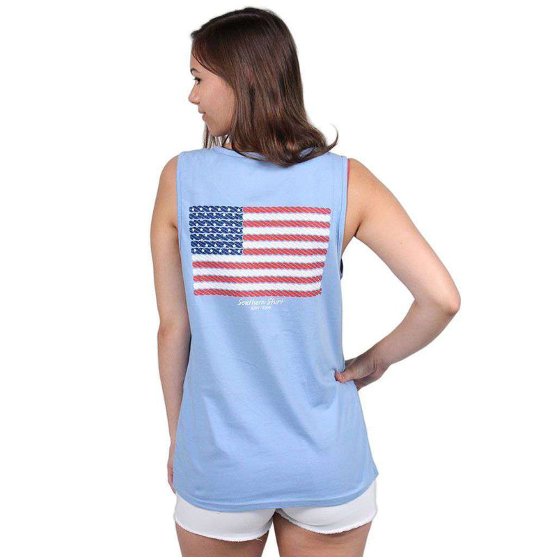 American Twine Pocket Tank Top in Maui Blue by The Southern Shirt Co. - Country Club Prep