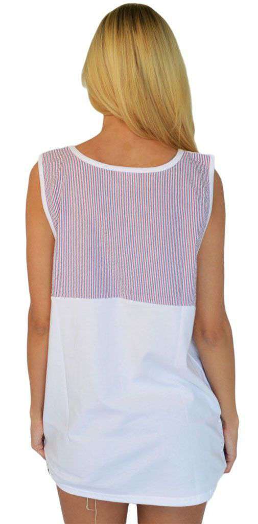 Americana Seersucker Tank in White by Lauren James - Country Club Prep