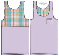 Aqua Seersucker Plaid Tank in Lavender by Lauren James - Country Club Prep