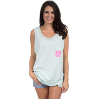 Arkansas Lovely State Pocket Tank Top in Mint by Lauren James - Country Club Prep