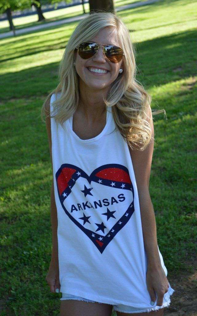 Arkansas Pride Tank Top in White - Country Club Prep