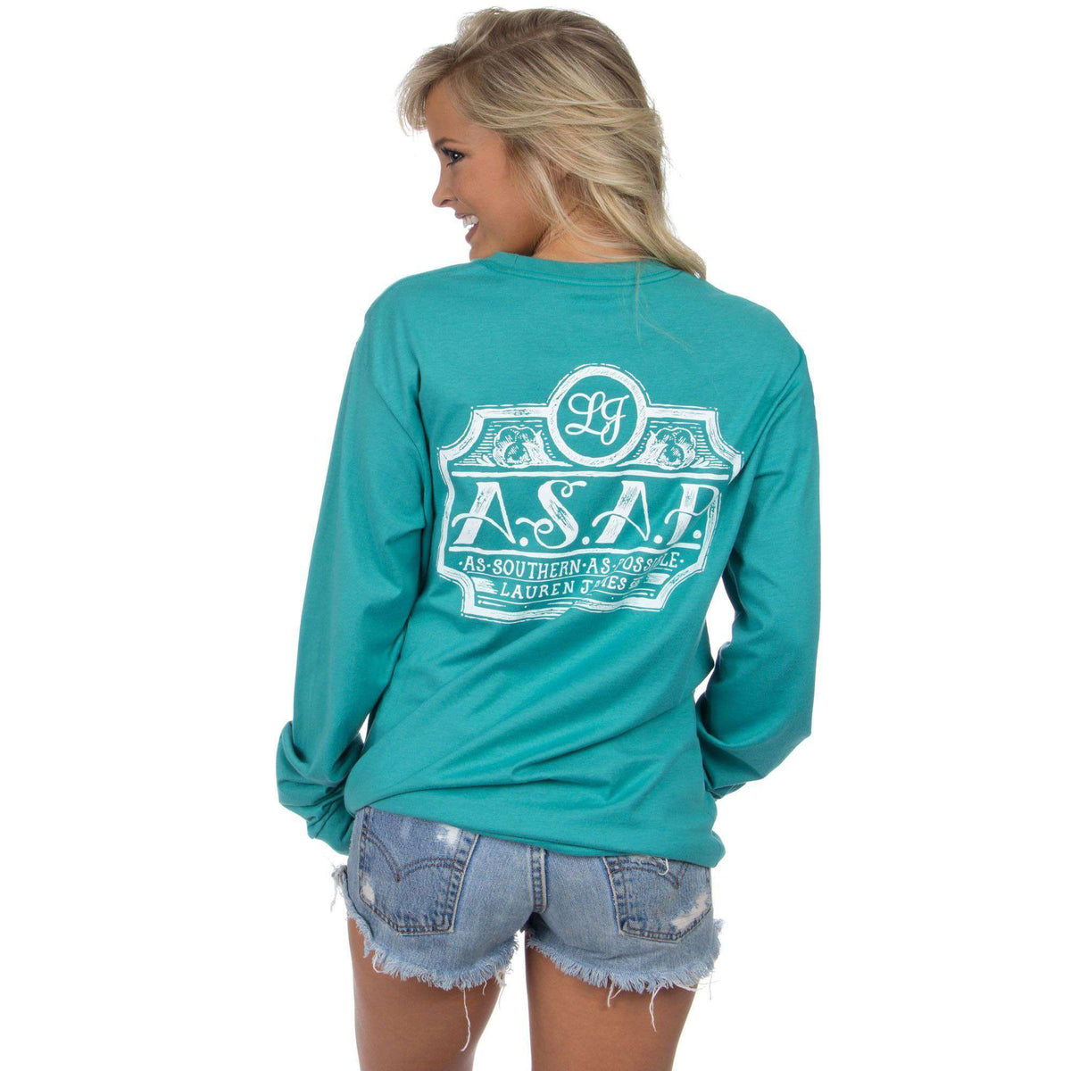 ASAP Long Sleeve Tee in Seafoam by Lauren James - Country Club Prep