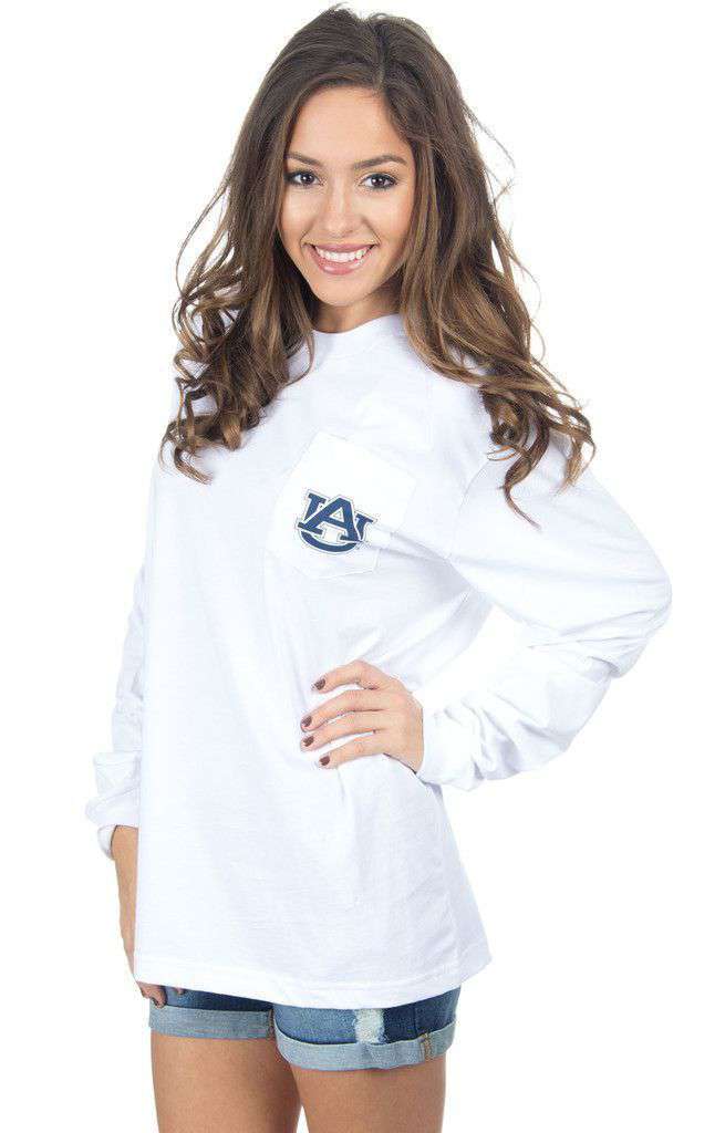 Auburn Long Sleeve Stadium Tee in White by Lauren James - Country Club Prep