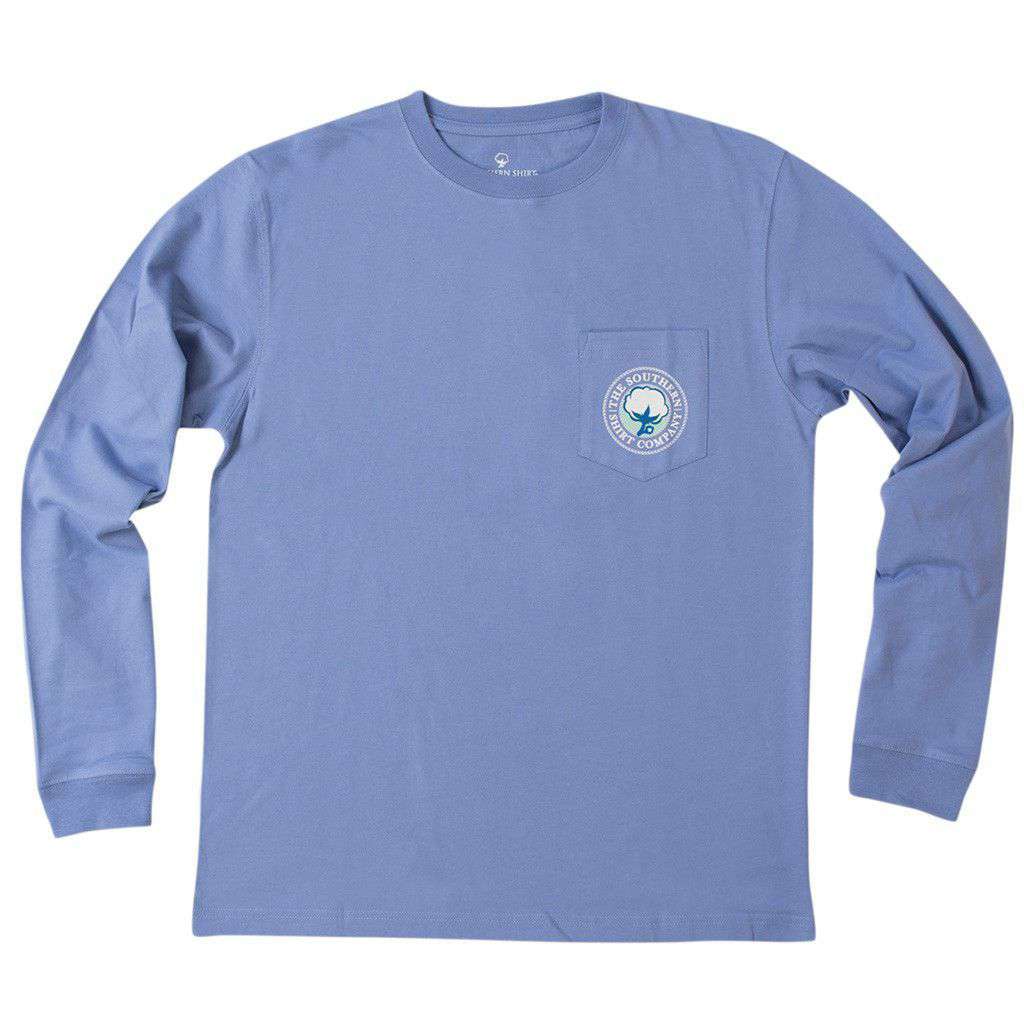 Aztec Logo Long Sleeve Tee Shirt in Periwinkle by The Southern Shirt Co. - Country Club Prep