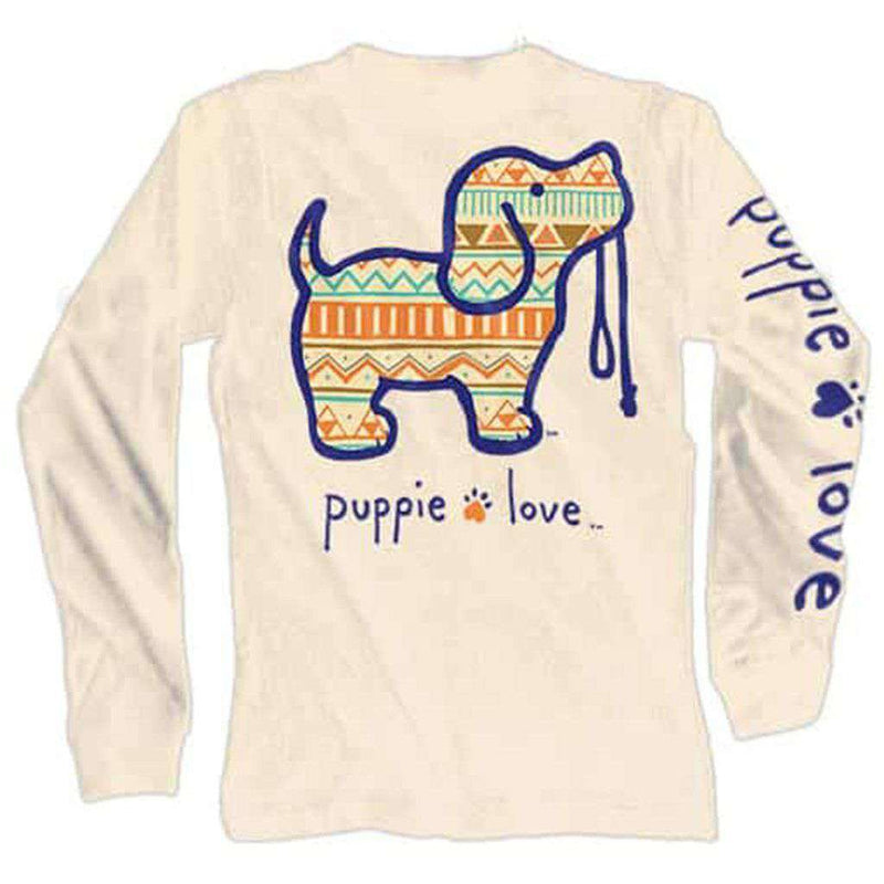 Aztec Pup Long Sleeve Tee in Sand by Puppie Love - Country Club Prep