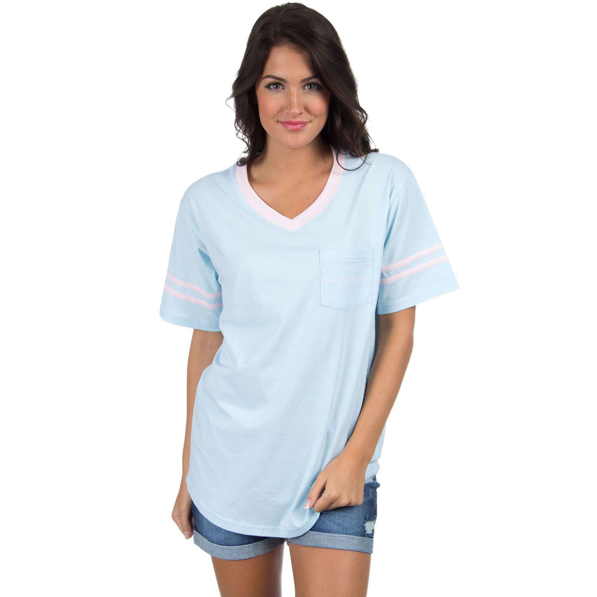 Baseball Logo Jersey in Light Blue by Lauren James - Country Club Prep