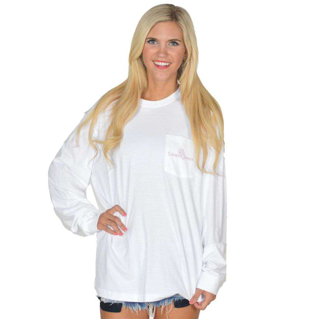 Be Classy Always Long Sleeve Tee in White by Lauren James - Country Club Prep