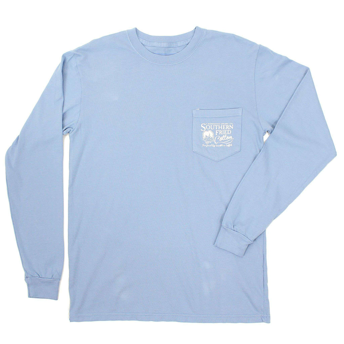Bear Crossing Long Sleeve Tee Shirt in Washed Denim by Southern Fried Cotton - Country Club Prep