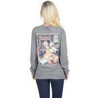 Best Seat in the House Long Sleeve Tee in Dark Heather Grey by Lauren James - Country Club Prep