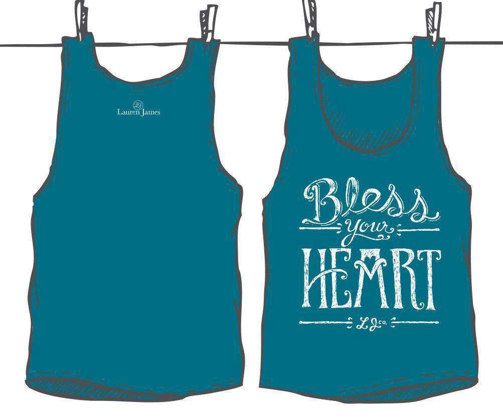 Bless Your Heart Tank Top in Carribean Blue by Lauren James - Country Club Prep