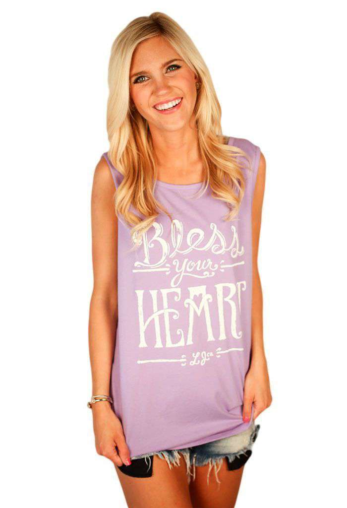 Bless Your Heart Tank Top in Lavender by Lauren James - Country Club Prep