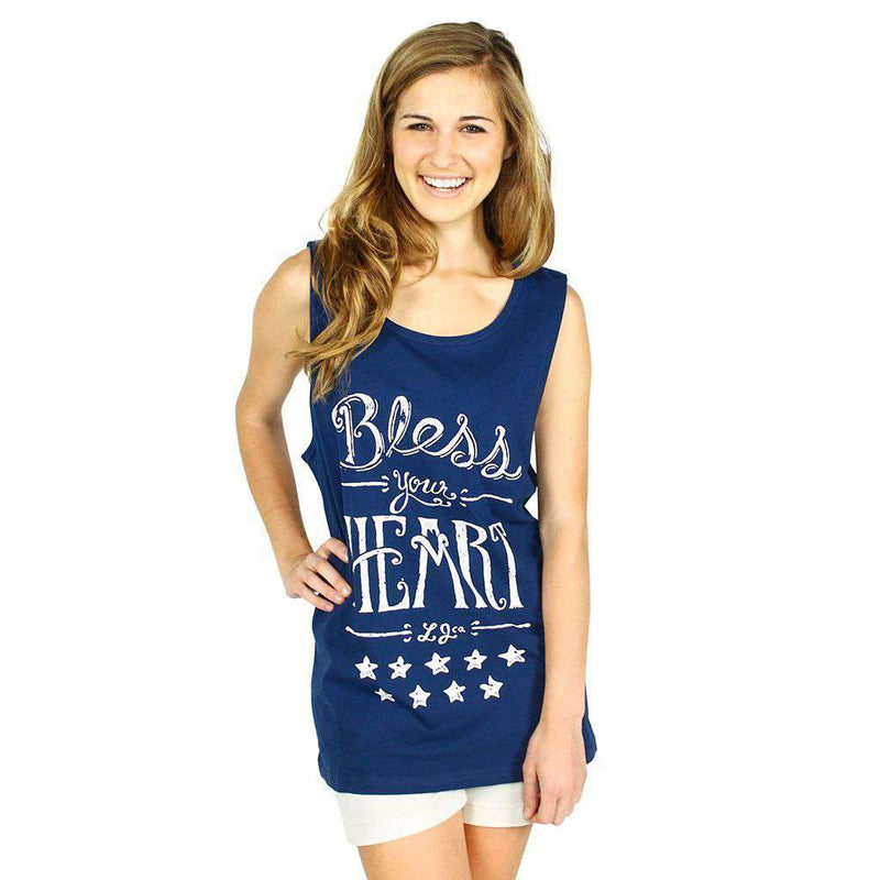 Bless Your Heart Tank Top in Navy by Lauren James - Country Club Prep