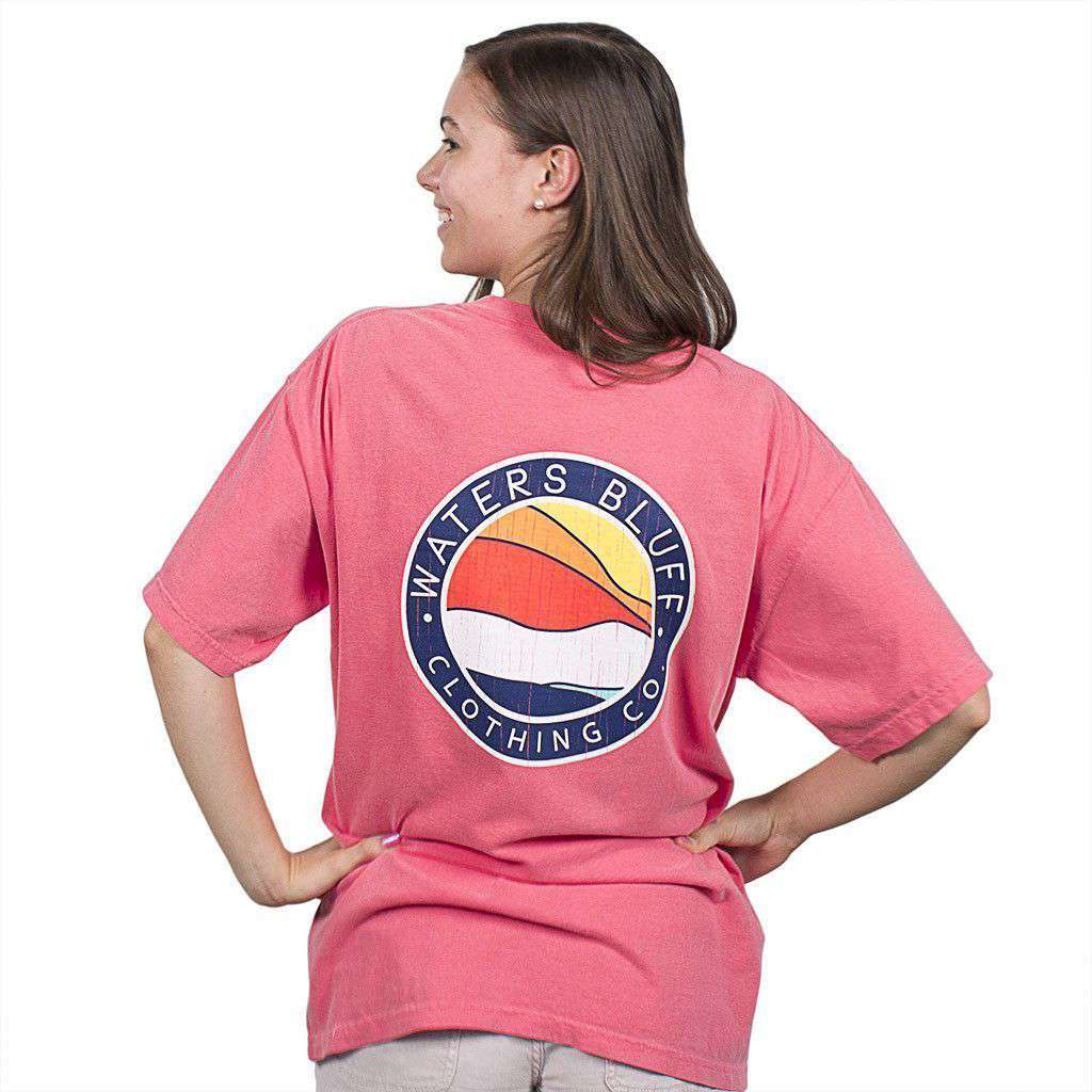 Bluff Horizon Tee Shirt in Watermelon by Waters Bluff - Country Club Prep