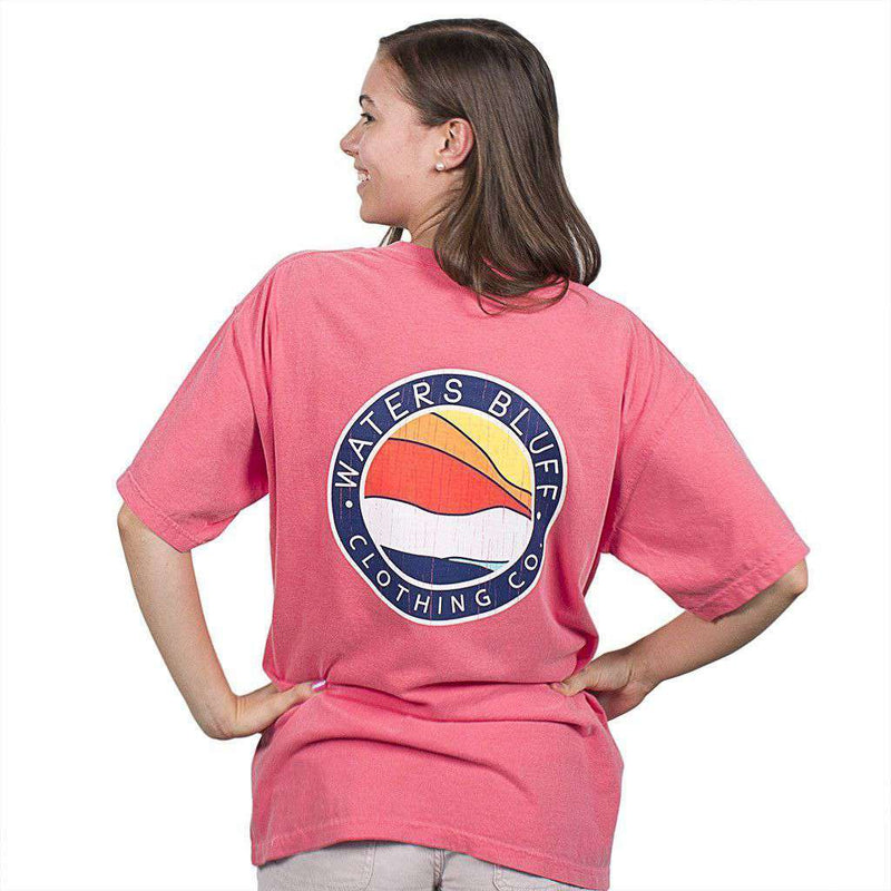 Bluff Horizon Tee Shirt in Watermelon by Waters Bluff - Country Club Prep