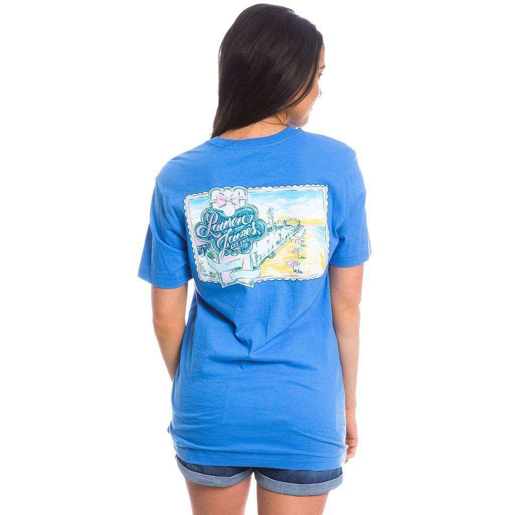 Boardwalk Belle Pocket Tee in Delta Blue by Lauren James - Country Club Prep