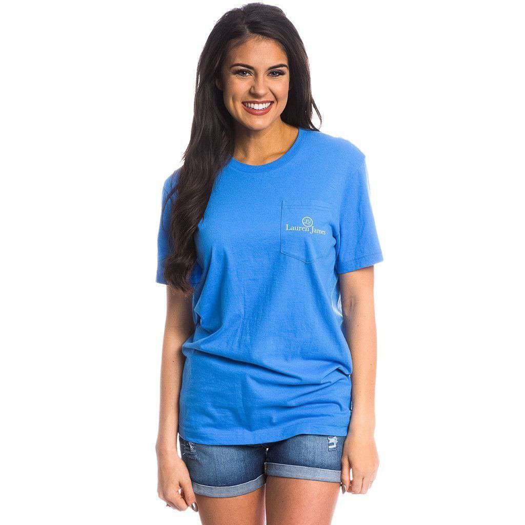 Boardwalk Belle Pocket Tee in Delta Blue by Lauren James - Country Club Prep