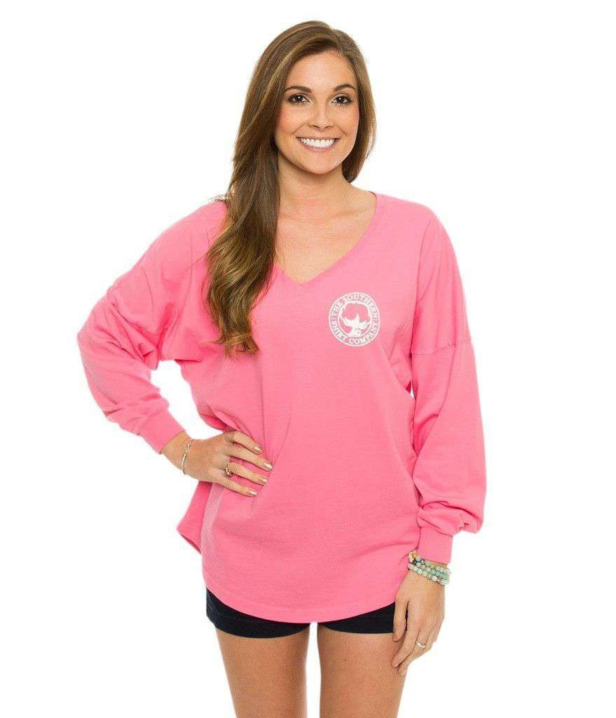 Boardwalk V-Neck Jersey in Lilly Pink by The Southern Shirt Co. - Country Club Prep