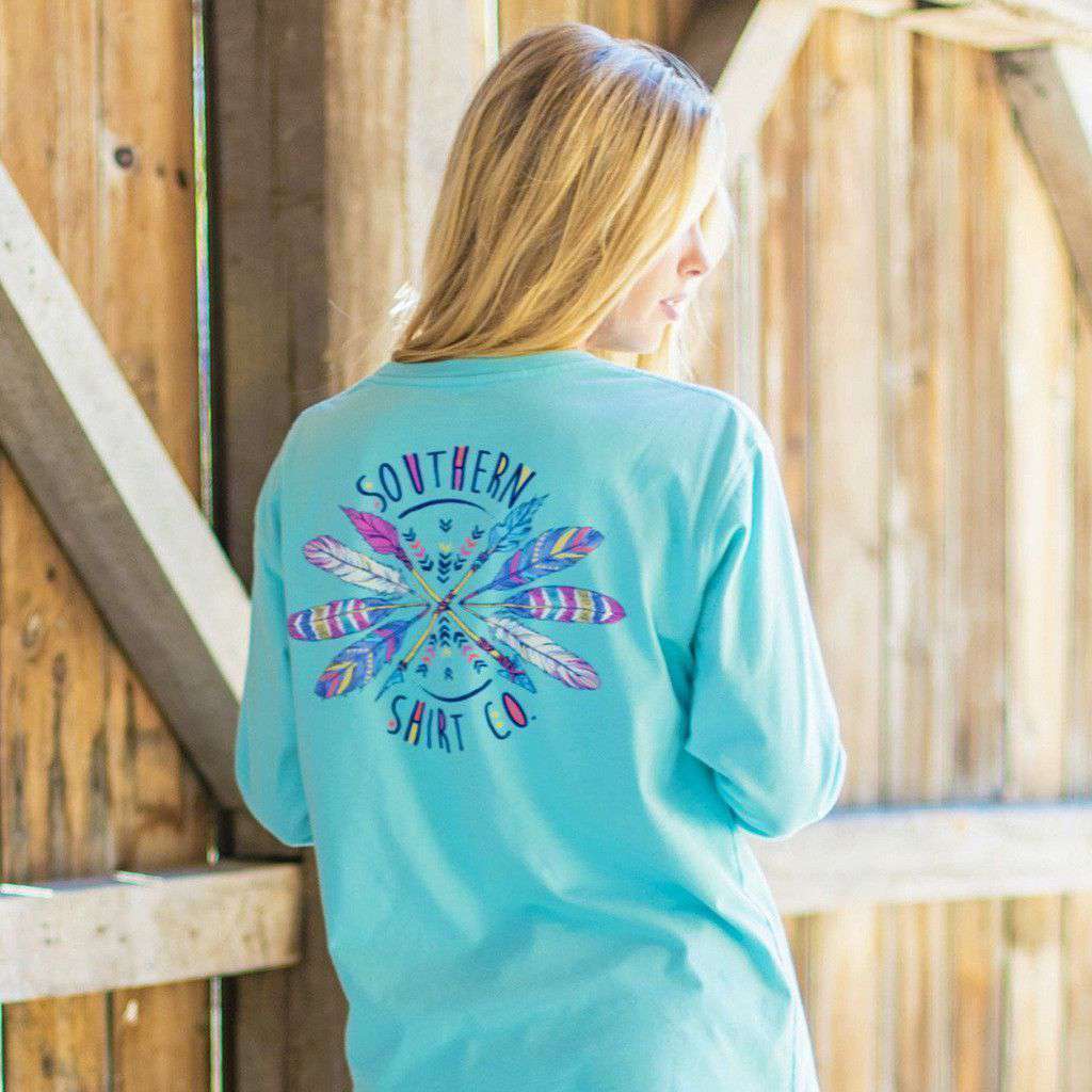Boho Arrows Long Sleeve Tee Shirt in Chalky Mint by The Southern Shirt Co. - Country Club Prep