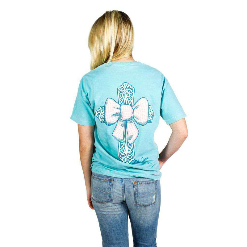Bow Cross Pocket Tee in Chalky Mint by Lily Grace - Country Club Prep