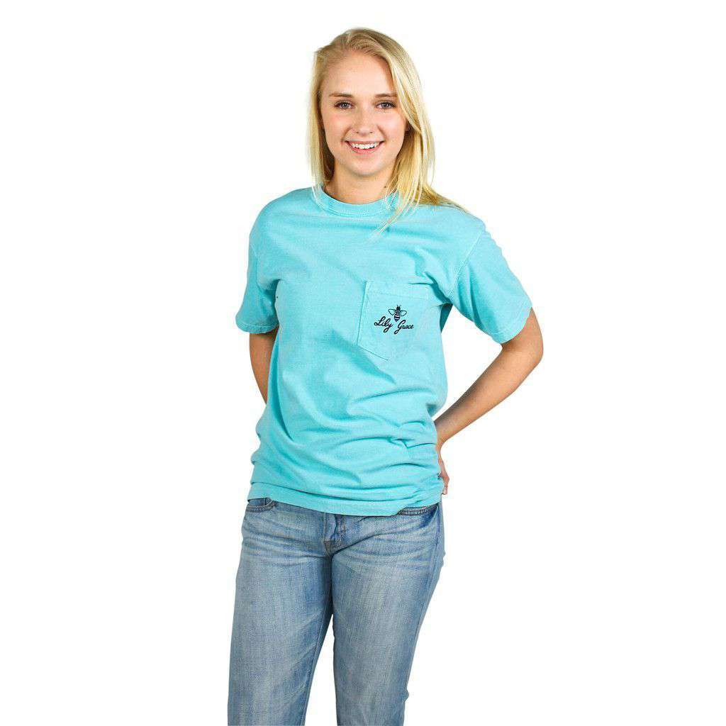 Bow Cross Pocket Tee in Chalky Mint by Lily Grace - Country Club Prep