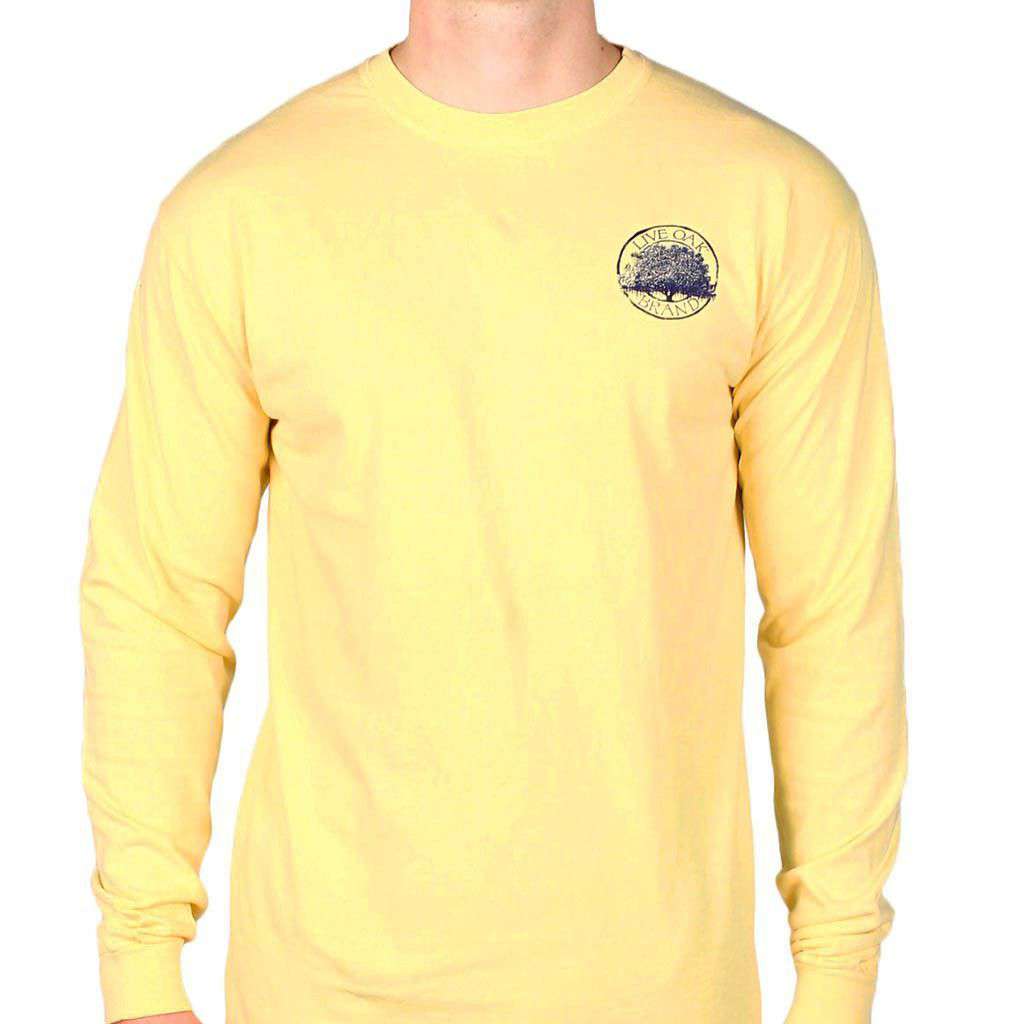 Bow Tie Emblem Long Sleeve Tee in Yellow by Live Oak - Country Club Prep