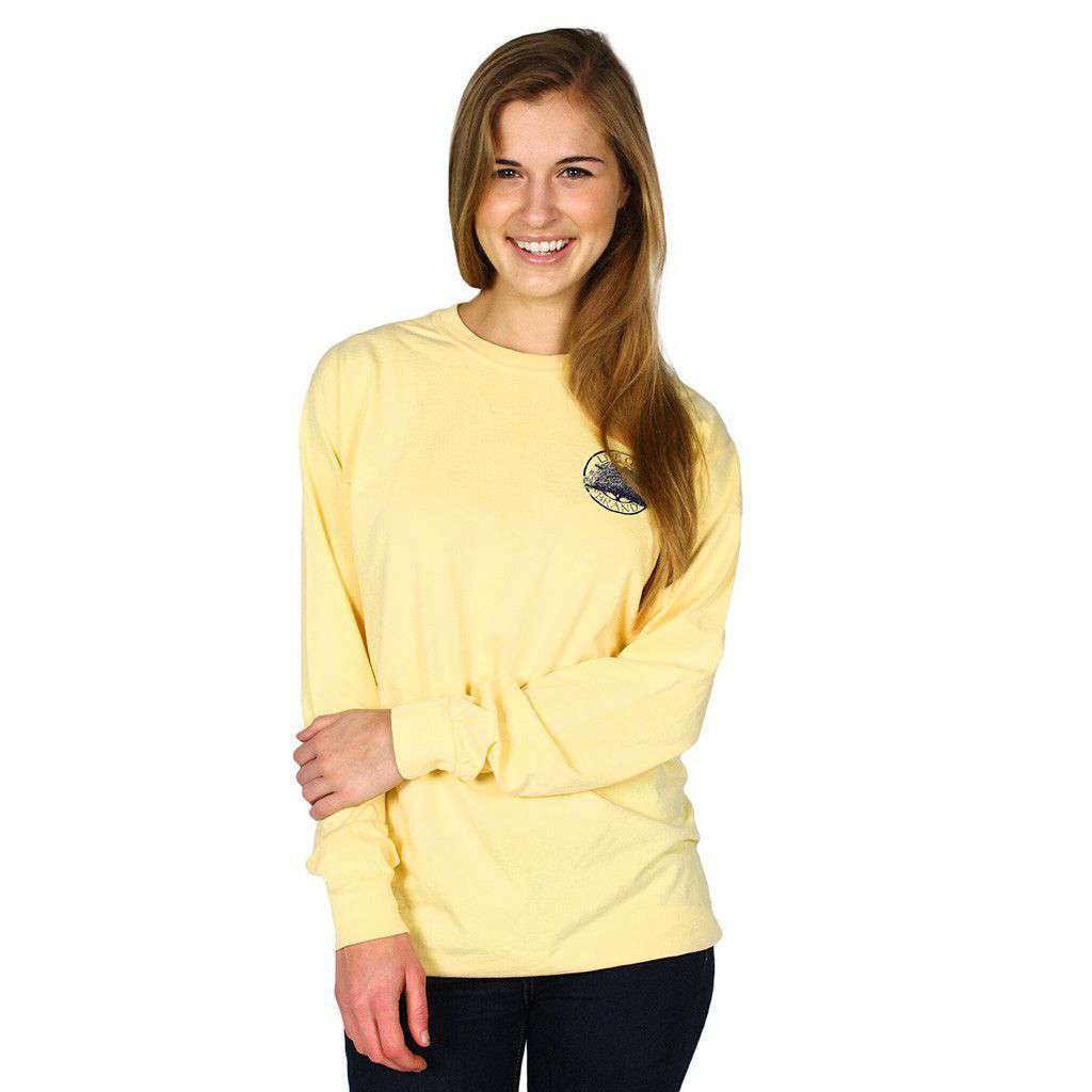 Bow Tie Emblem Long Sleeve Tee in Yellow by Live Oak - Country Club Prep