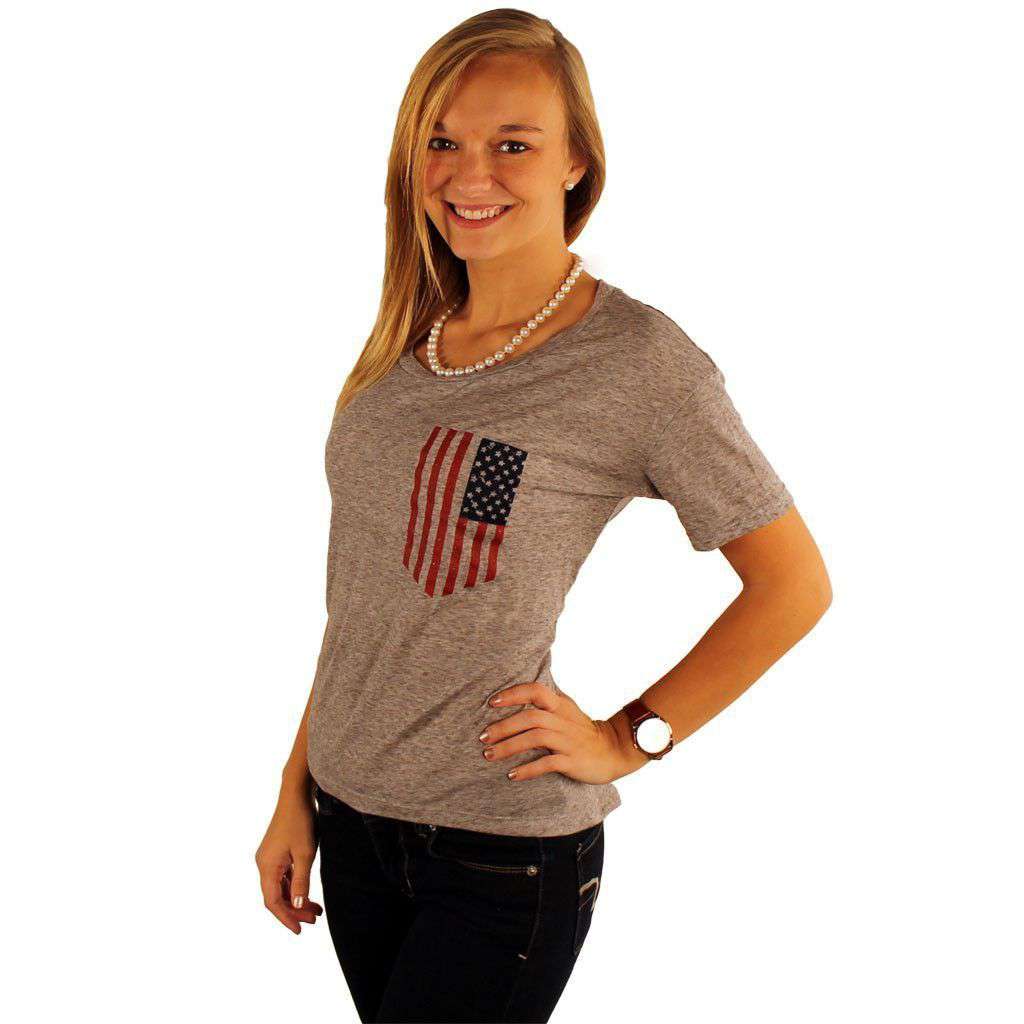 Brave Scoop Neck Tee in Grey by Geneologie - Country Club Prep
