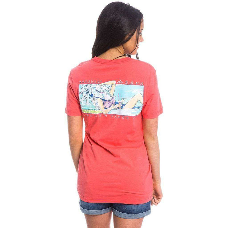 Breaking the Bank Pocket Tee in Coral by Lauren James - Country Club Prep