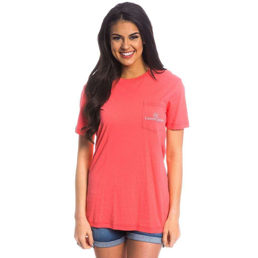 Breaking the Bank Pocket Tee in Coral by Lauren James - Country Club Prep