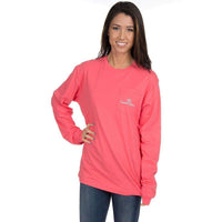 Chasing Waterfalls Long Sleeve Tee Shirt in Coral by Lauren James - Country Club Prep