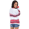 Christmas Sweater Long Sleeve Tee Shirt in Navy/Red by Lauren James - Country Club Prep