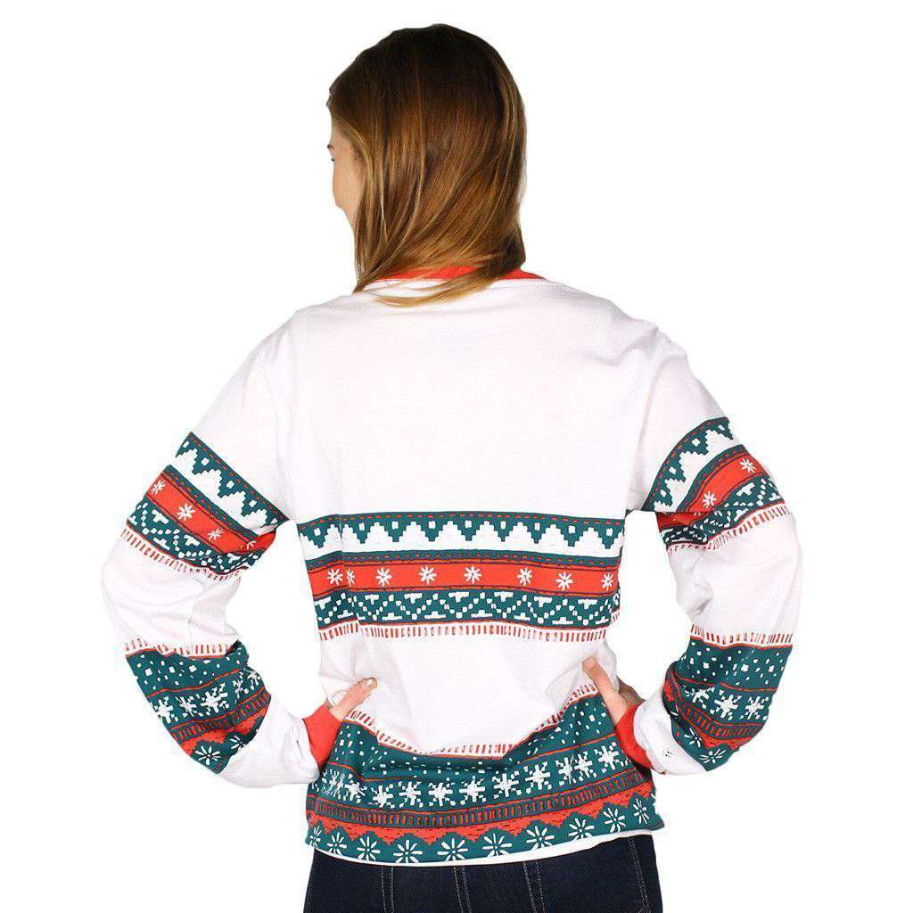 Christmas Sweater Long Sleeve Tee Shirt in Red/Green by Lauren James - Country Club Prep