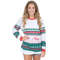 Christmas Sweater Long Sleeve Tee Shirt in Red/Green by Lauren James - Country Club Prep